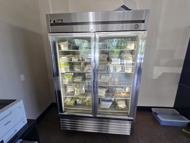 LIKE NEW!! True T-49FG~FGD01 54 1/8" 2 Section Glass Door Reach-In Freezer with LED Lighting. IN PERFECT WORKING ORDER!! S/N: 5208263 - Image 1 of 2
