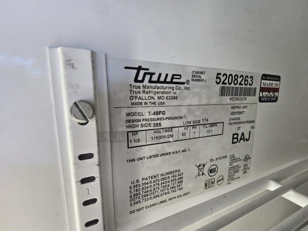 LIKE NEW!! True T-49FG~FGD01 54 1/8" 2 Section Glass Door Reach-In Freezer with LED Lighting. IN PERFECT WORKING ORDER!! S/N: 5208263 - Image 2 of 2