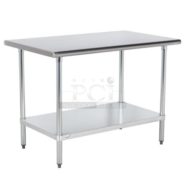 Advance Tabco ELAG-304-X work table, 30"x48", 16-gauge stainless steel top, galvanized undershelf, excellent condition.