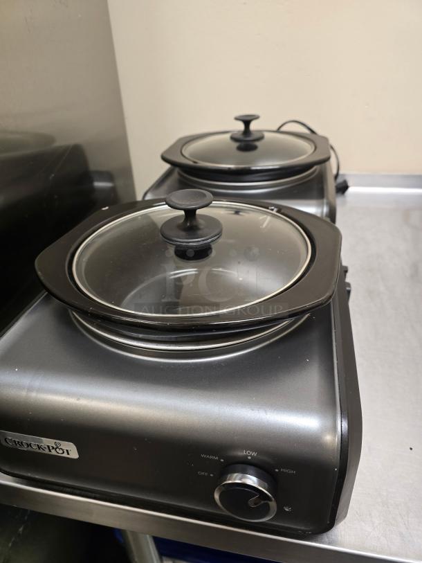 Crock-Pot SCCPMD2-CH connectable slow cooker, 2qt capacity, adjustable settings, in working order, stackable design.