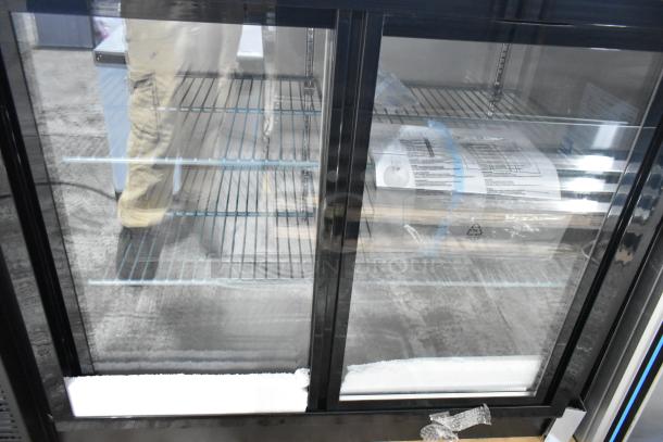 BRAND NEW SCRATCH AND DENT! 2025 Avantco 178UBB48SHC 48" Black Counter Height Narrow Sliding Glass Door Back Bar Refrigerator with LED Lighting. 115 Volts, 1 Phase. - Image 4 of 6