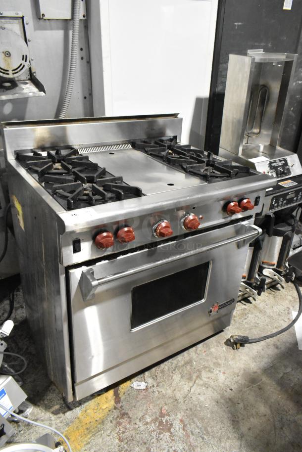 Wolf Gourmet Stainless Steel Commercial Gas Powered 4 Burner Range w/ Convection Oven. - Image 1 of 6