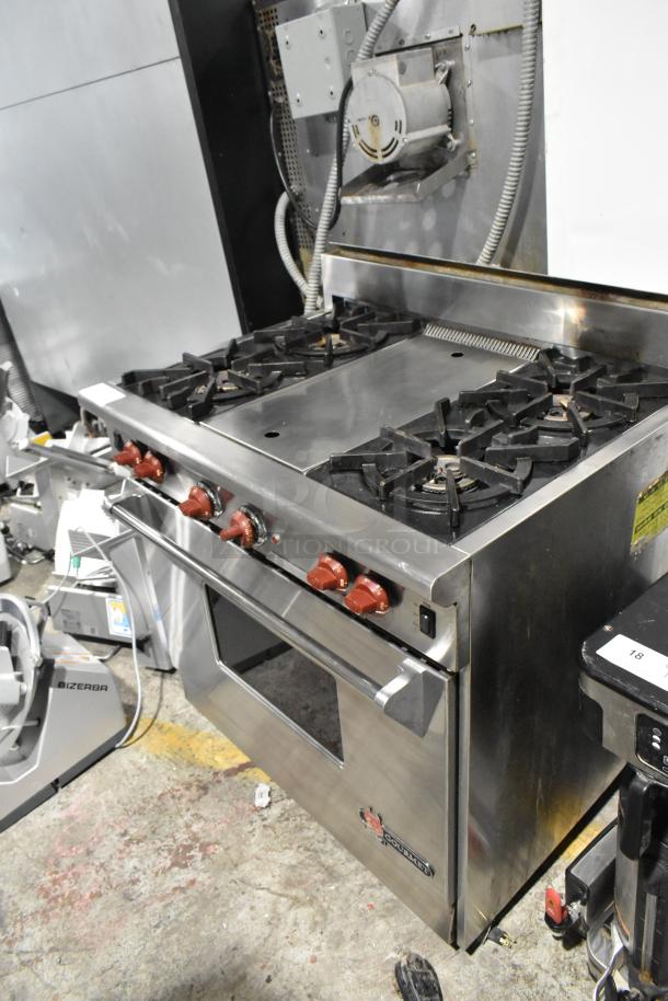 Wolf Gourmet Stainless Steel Commercial Gas Powered 4 Burner Range w/ Convection Oven. - Image 2 of 6