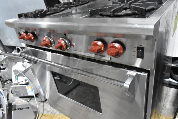 Wolf Gourmet Stainless Steel Commercial Gas Powered 4 Burner Range w/ Convection Oven. - Image 4 of 6