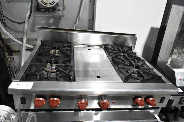 Wolf Gourmet Stainless Steel Commercial Gas Powered 4 Burner Range w/ Convection Oven. - Image 5 of 6