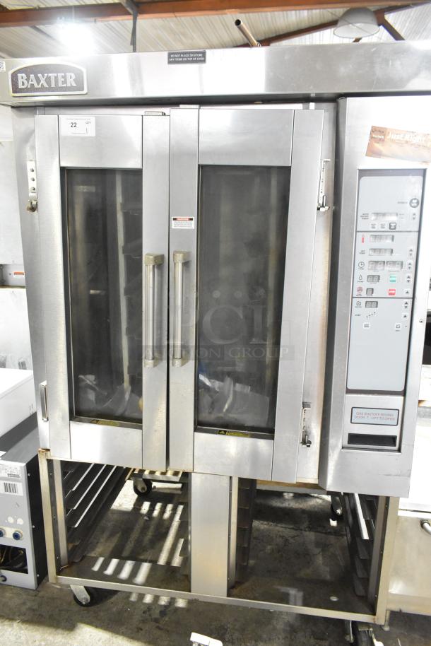 Baxter OV300G Stainless Steel Commercial Natural Gas Powered Mini Rotating Rack Oven w/ Dual Pan Rack on Commercial Casters. 95,000 BTU. - Image 2 of 13
