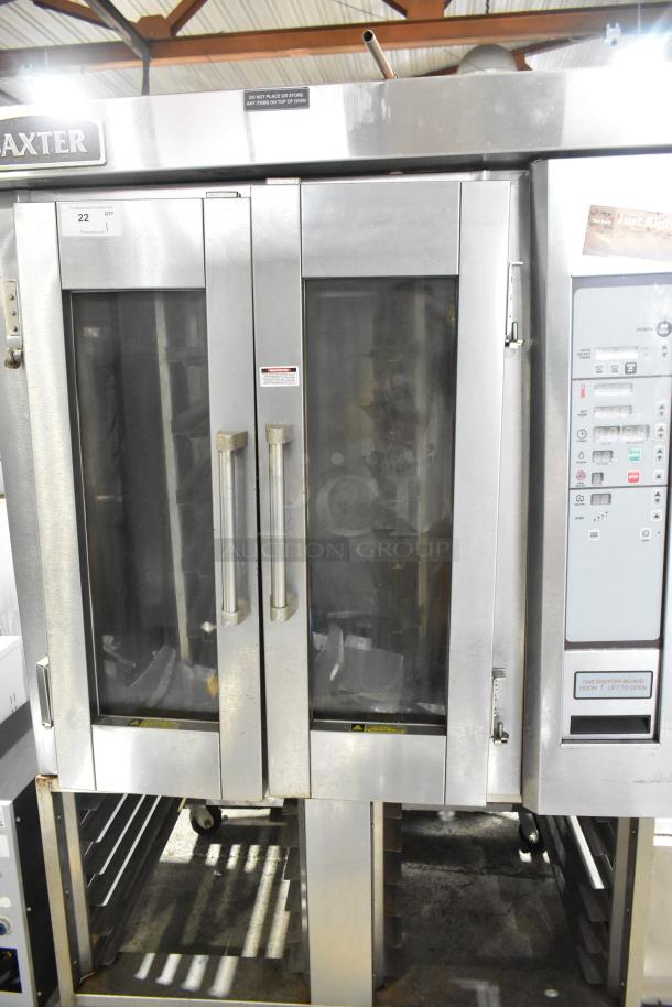 Baxter OV300G Stainless Steel Commercial Natural Gas Powered Mini Rotating Rack Oven w/ Dual Pan Rack on Commercial Casters. 95,000 BTU. - Image 3 of 13