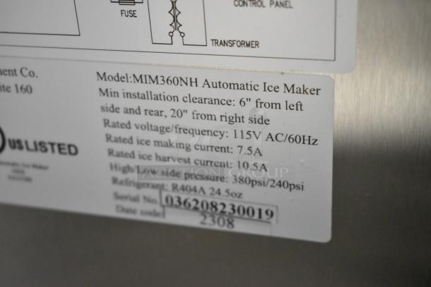 BRAND NEW SCRATCH AND DENT! 2023 Maxx Ice MIM360NH Stainless Steel Commercial Ice Head. 115 Volts, 1 Phase. - Image 6 of 8