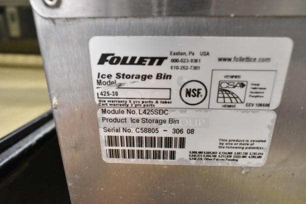 Manitowoc IY0504A-161 Stainless Steel Commercial Ice Head on Follett 425-30 Stainless Steel Commercial Ice Bin. 115 Volts, 1 Phase. - Image 4 of 6