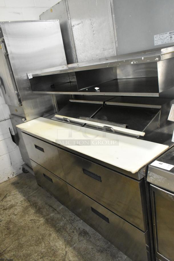 Delfield Stainless Steel Commercial Sandwich Salad Prep Table Bain Marie Mega Top w/ Over Shelf and 4 Drawers. 115 Volts, 1 Phase. - Image 1 of 8