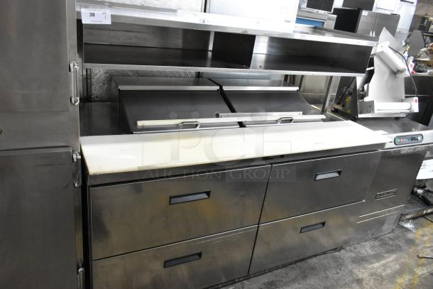 Delfield Stainless Steel Commercial Sandwich Salad Prep Table Bain Marie Mega Top w/ Over Shelf and 4 Drawers. 115 Volts, 1 Phase. - Image 2 of 8