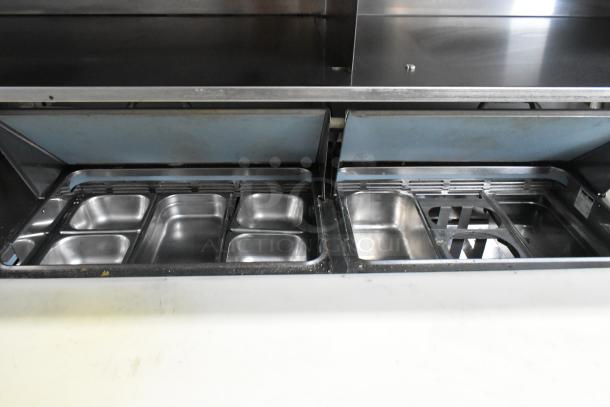 Delfield Stainless Steel Commercial Sandwich Salad Prep Table Bain Marie Mega Top w/ Over Shelf and 4 Drawers. 115 Volts, 1 Phase. - Image 3 of 8