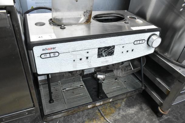 Schaerer Barista Stainless Steel Commercial Countertop 2 Group Espresso Machine w/ 3 Portafilters and 2 Hopper. 208/240 Volts, 1 Phase. - Image 1 of 5