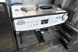Schaerer Barista Stainless Steel Commercial Countertop 2 Group Espresso Machine w/ 3 Portafilters and 2 Hopper. 208/240 Volts, 1 Phase.