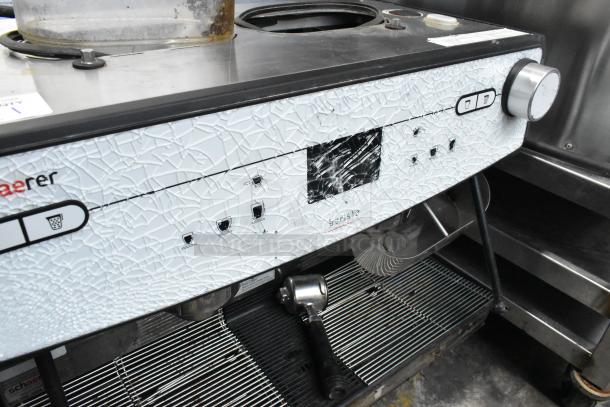 Schaerer Barista Stainless Steel Commercial Countertop 2 Group Espresso Machine w/ 3 Portafilters and 2 Hopper. 208/240 Volts, 1 Phase. - Image 2 of 5