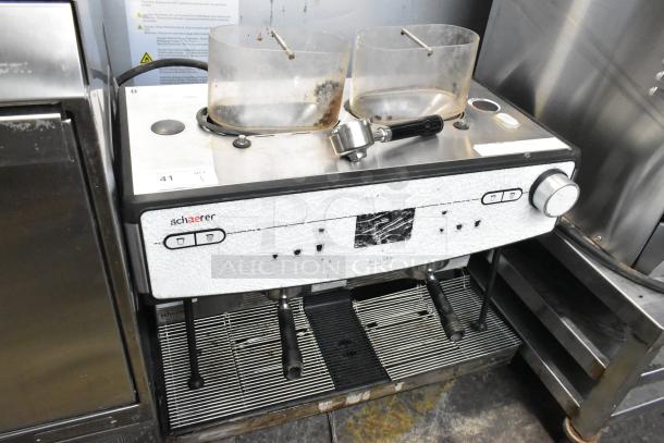 Schaerer Barista Stainless Steel Commercial Countertop 2 Group Espresso Machine w/ 3 Portafilters and 2 Hopper. 208/240 Volts, 1 Phase. - Image 3 of 5