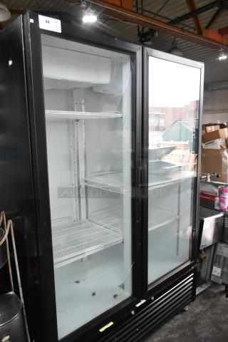 Kool It LX-46R B Metal commercial 2 Door Reach In Cooler Merchandiser w/ Poly Coated Racks on Commercial Casters. 115 Volts, 1 Phase.