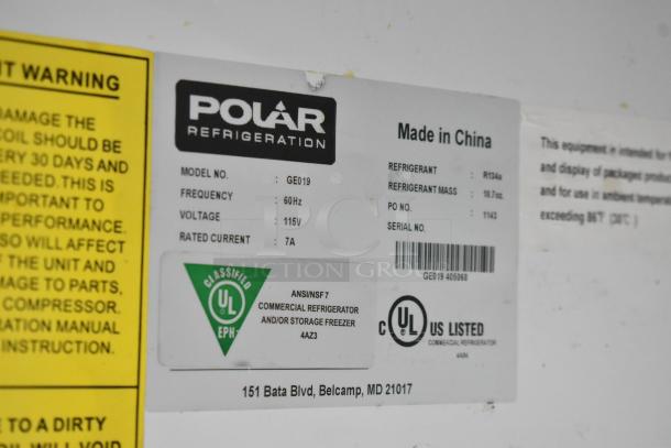 Polar GE019 Metal Commercial 2 Door Reach In Cooler Merchandiser w/ Poly Coated Racks. 115 Volts, 1 Phase. - Image 5 of 6
