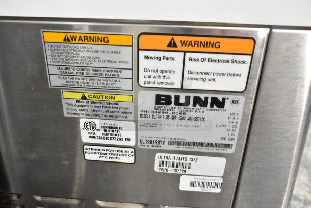 Bunn ULTRA-2 Stainless Steel Commercial Countertop 2 Hopper Slushie Machine. Missing Lids. 115 Volts, 1 Phase. - Image 6 of 7