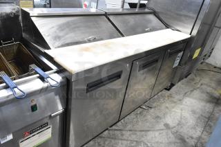 Kalifon KSR-72B Stainless Steel Commercial Sandwich Salad Prep Table Bain Marie Mega Top on Commercial Casters. 115 Volts, 1 Phase.