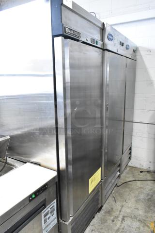 Maxx Cold MXSF-23FDHC Stainless Steel Commercial Single Door Reach In Freezer w/ Poly Coated Racks on Commercial Casters. 115 Volts, 1 Phase.