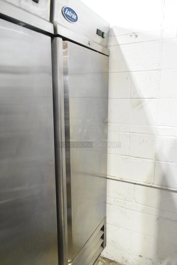 Entree CR1 Stainless Steel Commercial Single Door Reach In Cooler w/ Poly Coated Racks on Commercial Casters. 115 Volts, 1 Phase. - Image 1 of 4