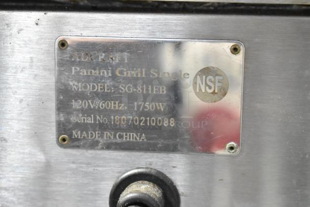 Adcraft SG-811EB Stainless Steel Commercial Countertop Electric Powered Panini Press. 120 Volts, 1 Phase. - Image 5 of 5