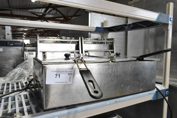 Zokop EH82 Stainless Steel Commercial Countertop Double Electric Powered Fryer. 110 Volts, 1 Phase. - Image 1 of 5