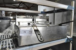 Zokop EH82 Stainless Steel Commercial Countertop Double Electric Powered Fryer. 110 Volts, 1 Phase.