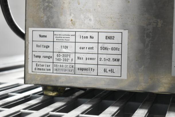 Zokop EH82 Stainless Steel Commercial Countertop Double Electric Powered Fryer. 110 Volts, 1 Phase. - Image 5 of 5