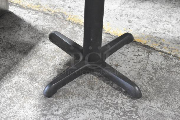 2 Wooden Round Dining Height Table on Black Metal Table Base. 2 Times Your Bid! - Image 4 of 5