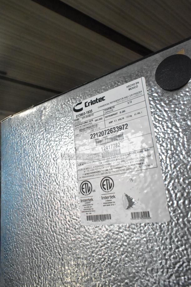 Criotec CFX-26 Metal Commercial Single Door Reach In Cooler Merchandiser. 115 Volts, 1 Phase. - Image 5 of 5