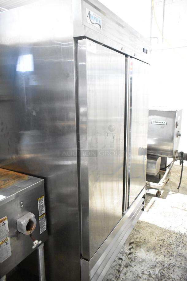 Avantco 178SS4FHC Stainless Steel Commercial 2 Door Reach In Freezer w/ Poly Coated Racks on Commercial Casters. - Image 2 of 9