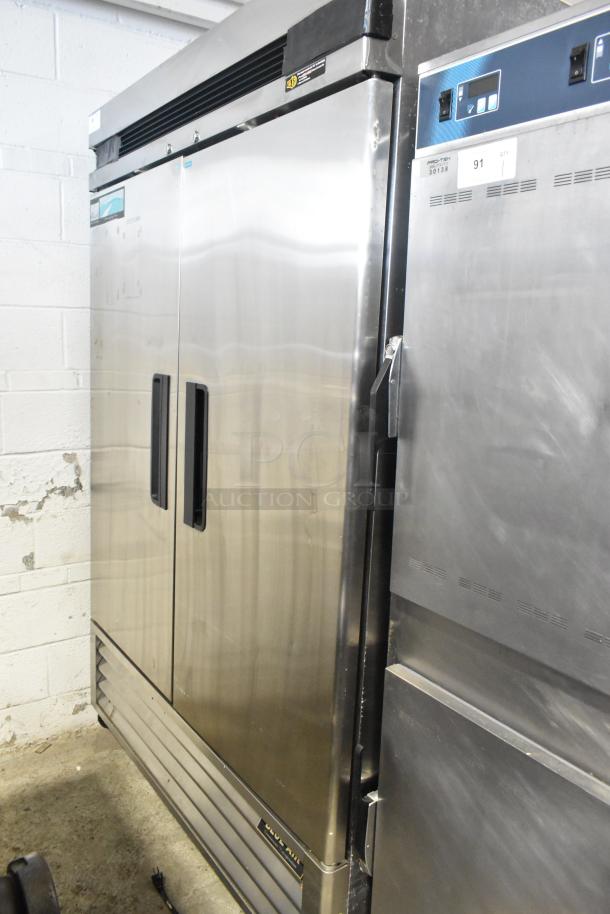 Blue Air BASR2 stainless steel 2-door commercial reach-in cooler on casters, 115 volts, 1 phase, good condition.