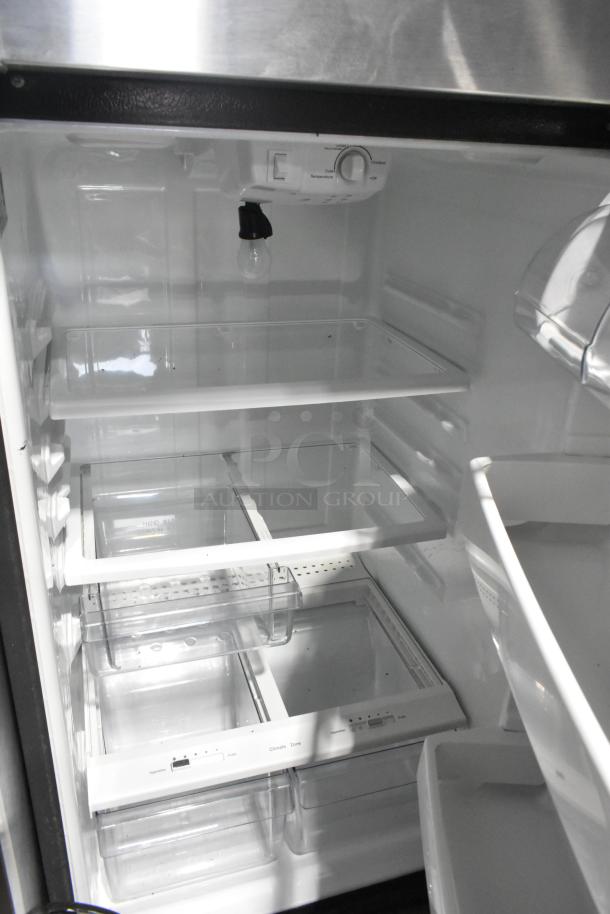 General Electric GE GTE18GSHBRSS stainless steel cooler with freezer, interior shelves, 115V, 1 phase, excellent condition.