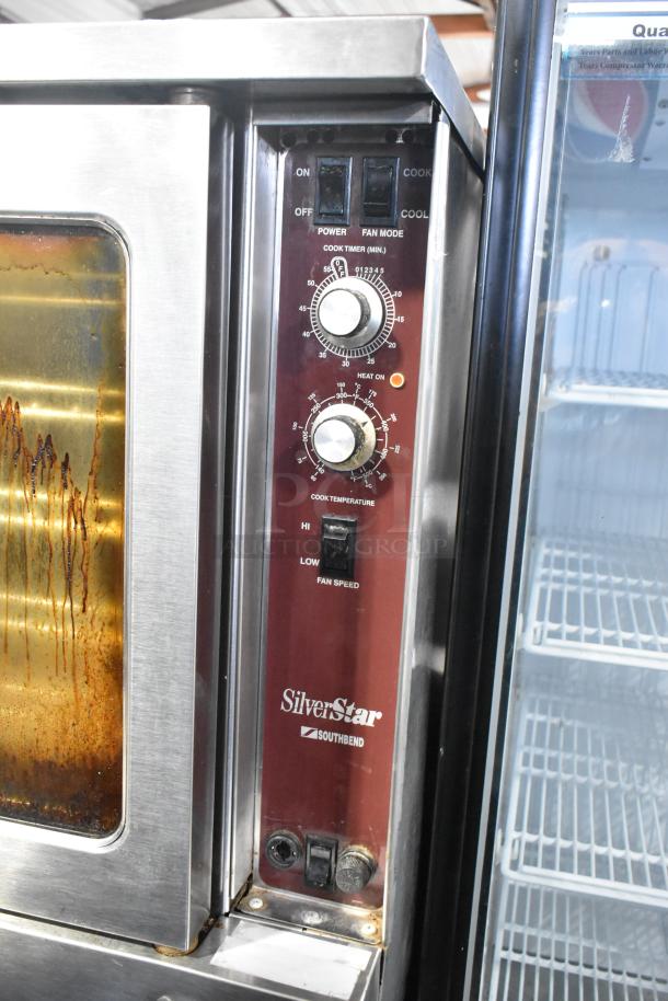 Southbend SilverStar stainless steel convection oven with view-through doors, thermostatic controls, and metal racks.