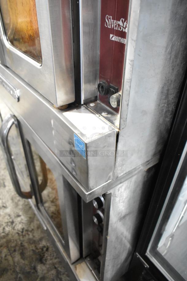 2 Southbend SilverStar convection ovens with stainless steel finish, view-through doors, metal racks, and thermostatic controls.