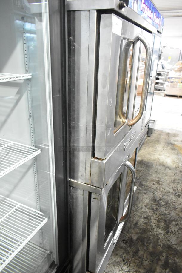 2 Southbend SilverStar stainless steel convection ovens with view-through doors, metal racks, and thermostatic controls.