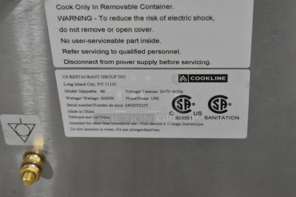 2024 Cookline 4E Gyro Machine, stainless steel, electric, 240V, model info tag visible, 6000W, commercial use.