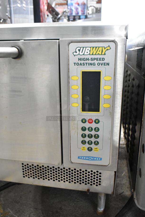 Turbochef NGC stainless steel countertop rapid cook oven. Subway branding, keypad controls. 208/230-240V, 1 phase.
