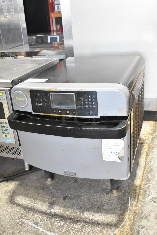 Turbochef Encore 2 metal countertop rapid cook oven, electric, 208/230-240V, 1 Phase, worn condition, control panel visible.