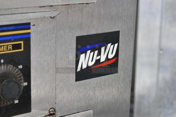 Nu Vu SUB-123 stainless steel commercial oven proofer, 240V, 3 phase, on casters. Features timer dial and logo label.