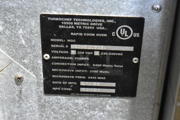 Turbochef NGC stainless steel commercial rapid cook oven, 208/230-240V, 1 phase. Serial No. N30-300328B.