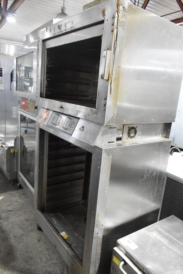 Duke TSC-6/18 stainless steel commercial oven proofer on casters, 208V, 3 phase, showing wear and rust on exterior.