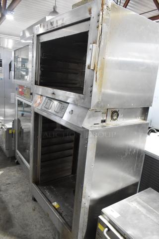 Duke TSC-6/18 stainless steel commercial oven proofer on casters, 208V, 3 phase, showing wear and rust on exterior.