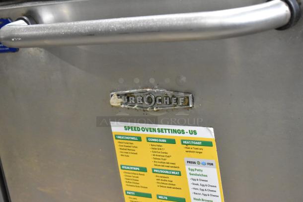 Turbochef NGC stainless steel rapid cook oven, 1 Phase, 208/230-240V. Features settings label for quick menu references.