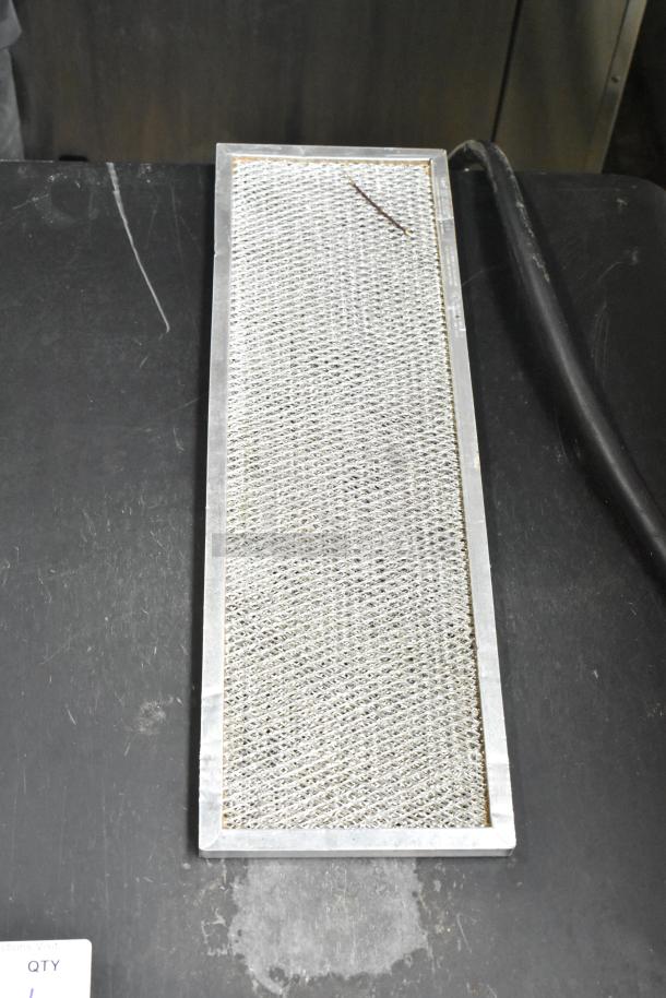 Metal vent filter for Turbochef Encore 2 rapid cook oven. Rectangular mesh design, showing slight wear.