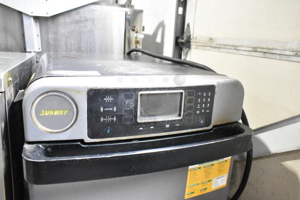 Turbochef Encore 2 commercial rapid cook oven, electric, 208/230-240V, 1 phase, metal exterior, used condition, control panel visible.