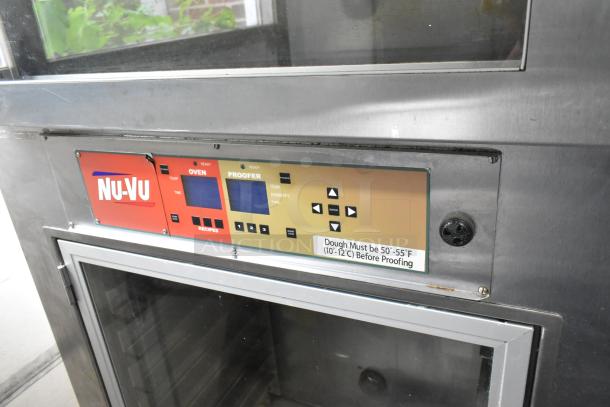 Nu Vu SUB-123P stainless steel commercial oven proofer, floor style, on casters. Control panel with temp settings visible.