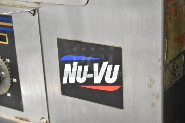 Nu Vu SUB-123 stainless steel commercial oven proofer, floor model on casters. Visible Nu Vu logo. 208V, 3 phase.